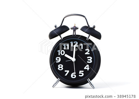 Figure miniature businessman with alarm clock Figure miniature businessman with alarm clock 38945178
