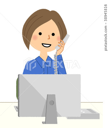 工作服PC和電話的女人 工作服PC和電話的女人 38945816