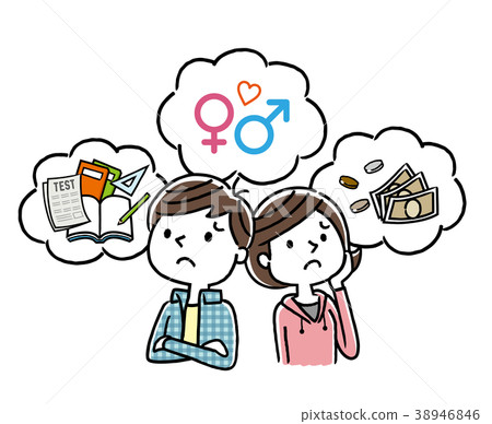 Boys and Girls Anxiety Anxiety Future Stock Illustration  