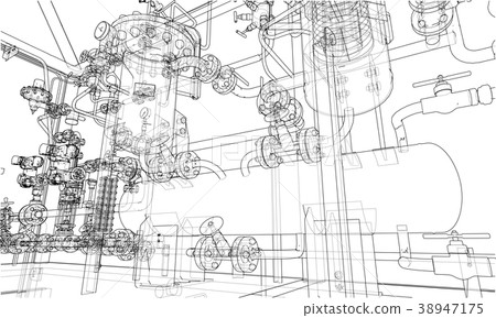 Sketch industrial equipment. Vector 38947175