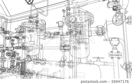 Sketch industrial equipment. Vector 38947176