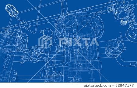 Sketch industrial equipment. Vector 38947177