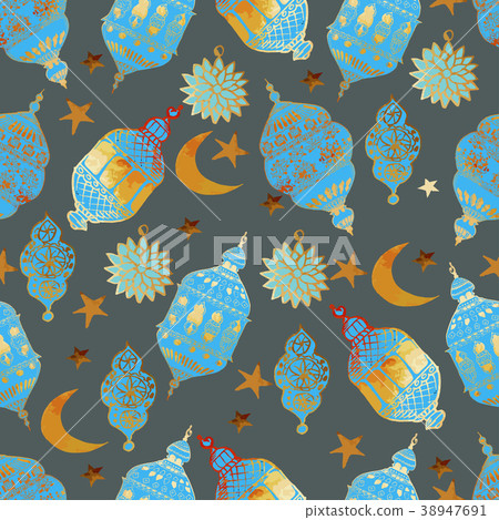 Hand Drawn Vector Ramadan Background. Hand Drawn Vector Ramadan Background. 38947691