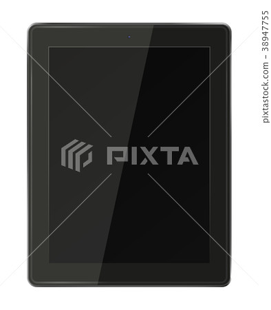 Tablet pc computer with black screen isolated on white background.  38947755