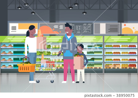 African American Family Shopping At Supermarket 38950075