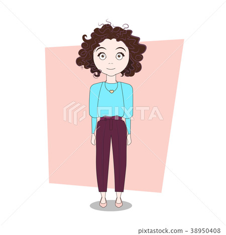 Cute Cartoon Hipster Girl In Modern Stylish Cute Cartoon Hipster Girl In Modern Stylish 38950408