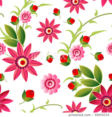 Cute Flowers Background Seamless Pattern Spring - Stock Illustration ...