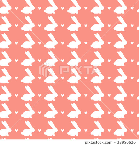 Happy Easter Seamless Pattern With White Rabbits 38950620
