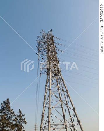 Transmission tower and blue sky Transmission tower and blue sky 38950639
