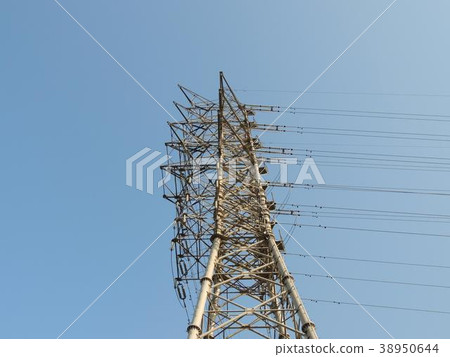 Transmission tower and blue sky 38950644