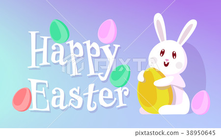 Happy Easter Card Design with Cute Holiday Bunny 38950645