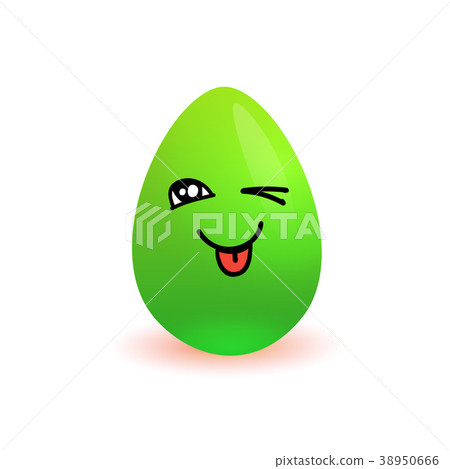 Easter Egg Cartoon Green Symbol Of Holiday Winking 38950666