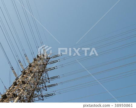 Transmission tower and blue sky Transmission tower and blue sky 38950861