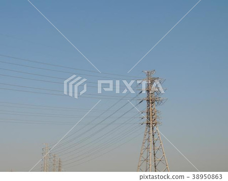 Transmission tower and blue sky 38950863
