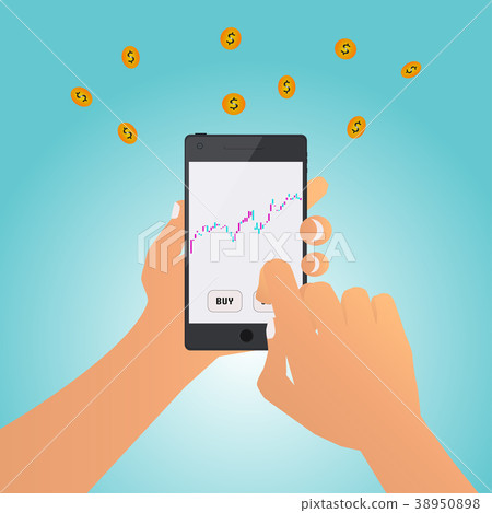 A man investment on the stock via smart phone. 38950898