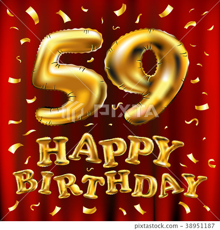 vector happy birthday 59 gold balloons confetti 38951187