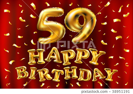 vector happy birthday 59 gold balloons confetti 38951191