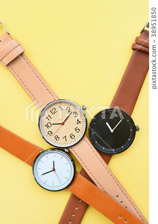 Set of multicolored wristwatches for background 38951850