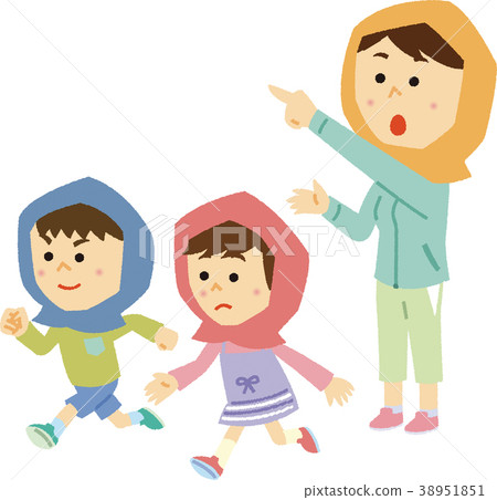 Illustration material disaster prevention drill 38951851