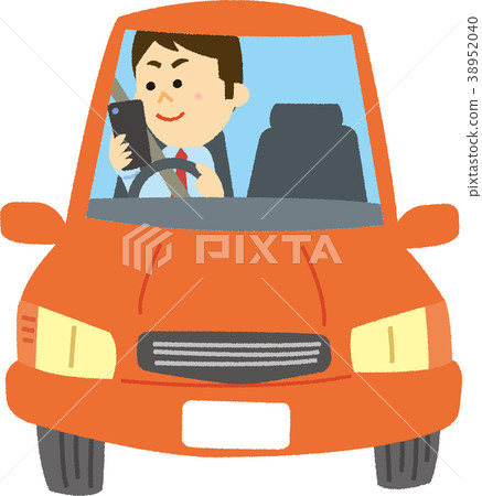 插圖素材駕駛時使用智能手機 38952040