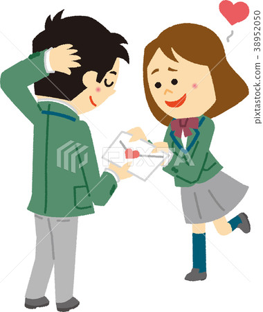 Illustration material Girl passing a love letter 38952050