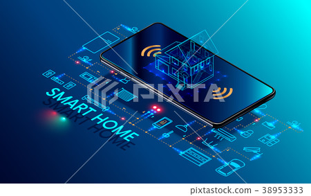 Smart home controlled smartphone. Internet of Smart home controlled smartphone. Internet of 38953333