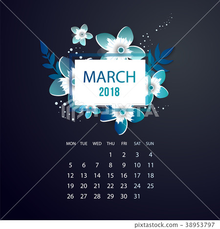 Design Floral Template Calendar 2018. Design Floral Template Calendar 2018. 38953797
