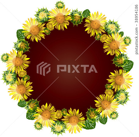 wreath of yellow blossoming sunflowers wreath of yellow blossoming sunflowers 38954186
