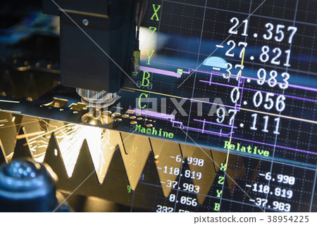 The abstract scene of fiber laser cutting The abstract scene of fiber laser cutting 38954225