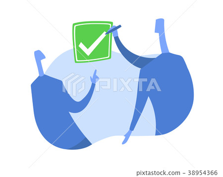 A person puts a tick in the checkbox. The symbol A person puts a tick in the checkbox. The symbol 38954366