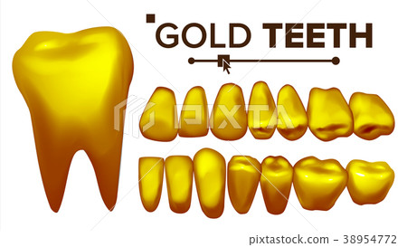 Golden Tooth Vector. Metal Gold Human Teeth Golden Tooth Vector. Metal Gold Human Teeth 38954772