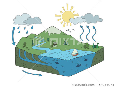 Vector schematic representation of the water cycle 38955073