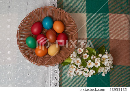 Colorful Chicken and Quail Eggs Happy Easter with 38955185