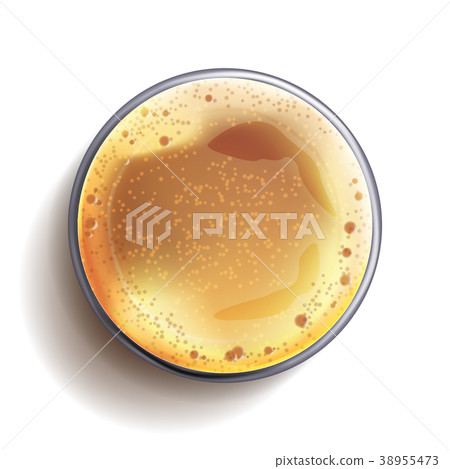 Dark Beer Glass Top View Vector. Glass Cup 38955473