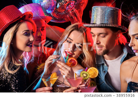 Dance party with group people dancing and disco Dance party with group people dancing and disco 38955916