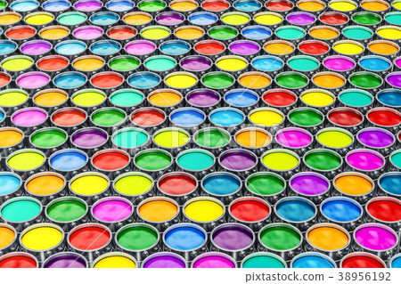 Paint cans background, backdrop. 3D rendering 38956192