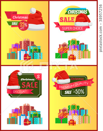 Christmas Discount Festive Posters with Presents 38957256