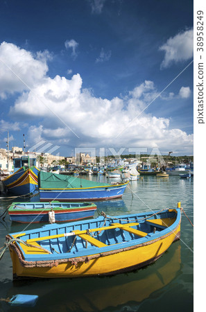 maltese traditional fishing boats in marsaxlokk 38958249