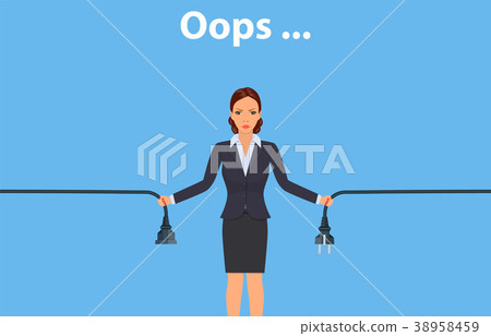 Woman holding unplugged cable. 38958459