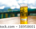 glass of beer on a wooden table 38958601