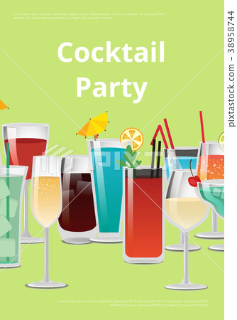 Cocktail Party Advert Poster Vector Illustration Cocktail Party Advert Poster Vector Illustration 38958744