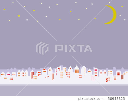 Cityscape star crescent moon 38958823