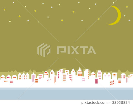 Cityscape star crescent moon 38958824