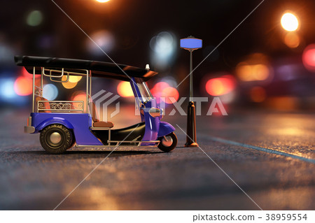 Tuk Tuk in side view, Thai traditional taxi 38959554