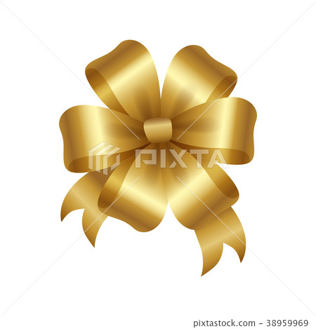 Golden Bow Knot with Five Loop Vector Illustration 38959969