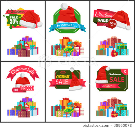 Festive Christmas Sale Announcement Posters Set 38960078