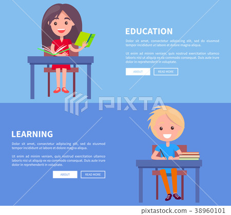Education Learning Set of Posters with Boy and Education Learning Set of Posters with Boy and 38960101
