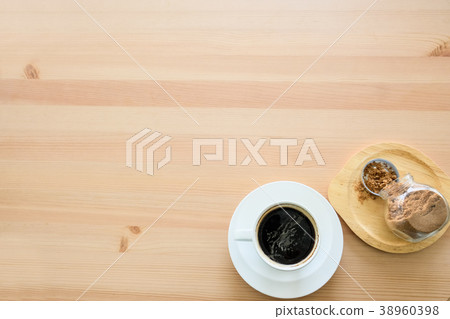 Cup of hot coffee amaricano on the wooden 38960398
