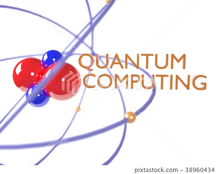 Quantum computing concept red and blue molecule 38960434