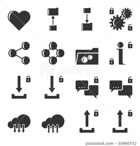 Set of icons for data transmission, storage and 38960552
